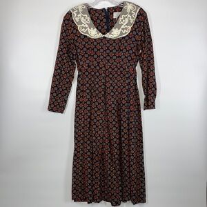 Vintage Expo Petite Rose Long Sleeve Prairie Dress 8 Petite
